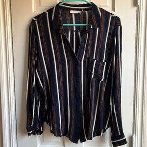 Lush Striped Button-Down Top